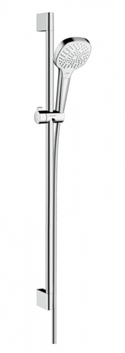 Душевой гарнитур Hansgrohe 26590400 Croma Select E Multi, штанга 90 см, корпус хром, лицевая часть белая, 3 режима струи 26590400 - фото 187993