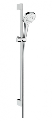 Душевой гарнитур Hansgrohe 26592400 Croma Select E Vario, штанга 90 см, корпус хром, лицевая часть белая, 3 режима струи 26592400 - фото 188001