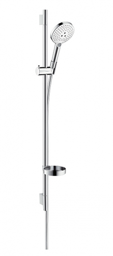 Душевой гарнитур Hansgrohe Raindance Select S 120 3jet 26631400, корпус хром, лицевая часть белая, 120 мм, 3 режима струи 26631400 - фото 188056