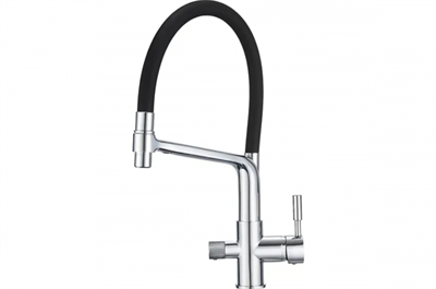 Смеситель Granula GR-0075 0075bl, для кухонной мойки, с подключением к фильтру, гибким изливом, черный 0075, чёрный - фото 221833
