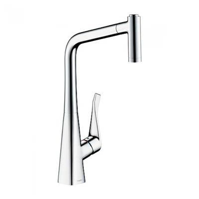 Смеситель Hansgrohe Metris 14820800, для кухни с выдвижным изливом, цвет сталь 14820800