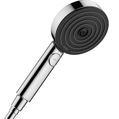 Душевая лейка Hansgrohe Pulsify 24111000 Select S, EcoSmart 3 режима струи, хром глянцевый, диск графит 24111000 - фото 228663