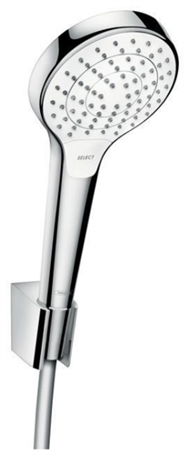 Душевой набор Hansgrohe Croma Select S Vario 26411400, шланг 160 см, корпус хром, лицевая часть белая, 3 режима струи 26411400 - фото 228928