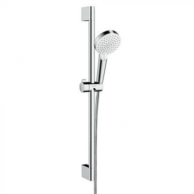 Душевой гарнитур Hansgrohe Crometta Vario 26532400, штанга 65 см, 2 режима струи, корпус хром, лицевая часть белая 26532400 - фото 228969