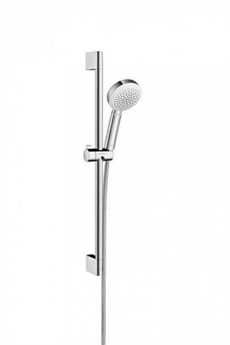 Душевой гарнитур Hansgrohe Crometta 100 1jet 26652400, штанга 65 см, корпус хром, лицевая часть белая, 1 режим струи 26652400 - фото 229008
