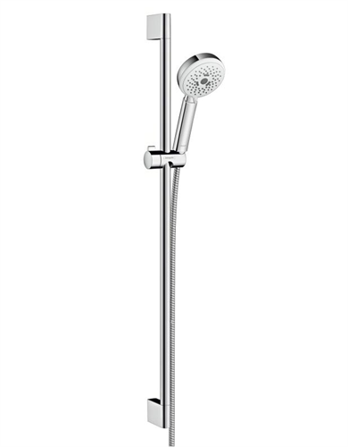 Душевой гарнитур Hansgrohe Crometta 100 Multi 26656400, корпус хром, лицевая часть белая, штанга 90 см, 3 режима струи 26656400 - фото 229010