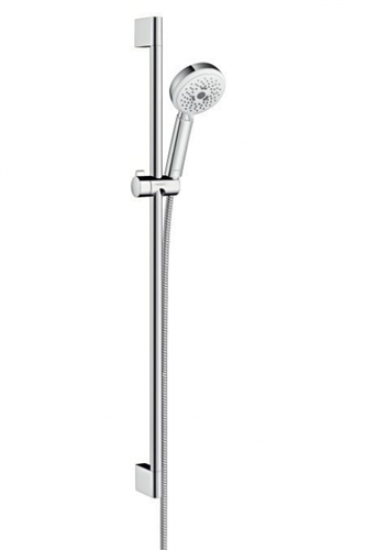 Душевой гарнитур Hansgrohe Crometta 100 1jet 26658400, штанга 90 см, корпус хром, лицевая часть белая, 1 режим струи 26658400 - фото 229014