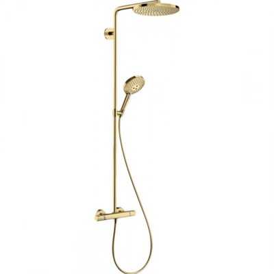 Душевая система Hansgrohe Raindance Select S Showerpipe 240 1jet PowderRain 27633990, золото 27633990 - фото 229191