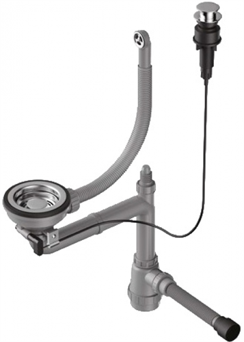 Сифон с клапаном-автоматом Omoikiri для одночашевых моек с круглым переливом WK-1-R-IN-A 4956164 4956164