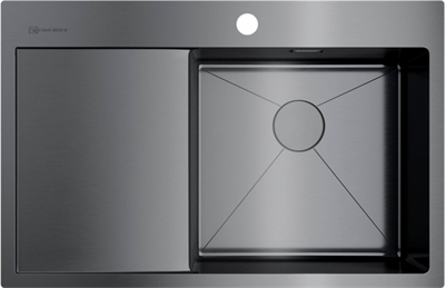 Кухонная мойка Omoikiri Akisame 78-GM-R вороненая сталь 4973100 4973100