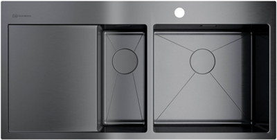 Кухонная мойка Omoikiri Akisame 100-2-GM-R вороненая сталь 4973104 4973104