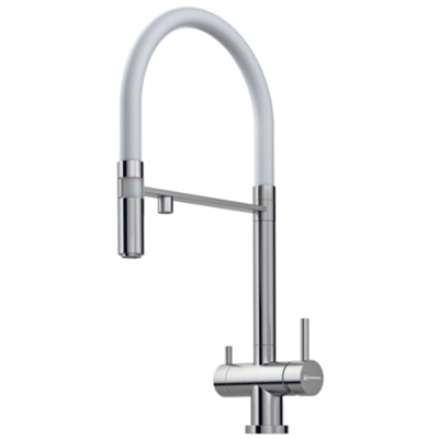 Смеситель для мойки Omoikiri Kanto-BN (4994298) нержавеющая сталь/белый 4994298