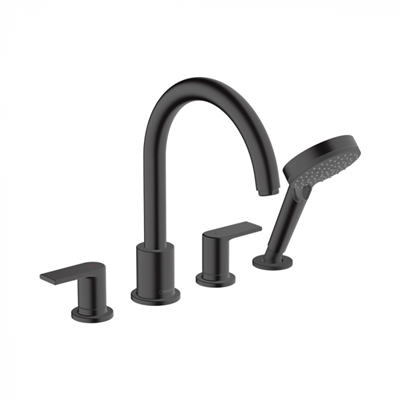 Смеситель Hansgrohe Vernis Shape 71459670 для ванны и душа, на борт ванны, матовый черный 71459670 - фото 242211
