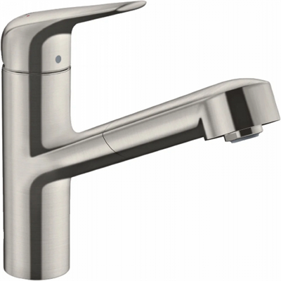 Смеситель Hansgrohe Focus M42, для кухонной мойки, с вытяжным изливом, цвет нержавеющая сталь, 71814800 71814800 - фото 242402