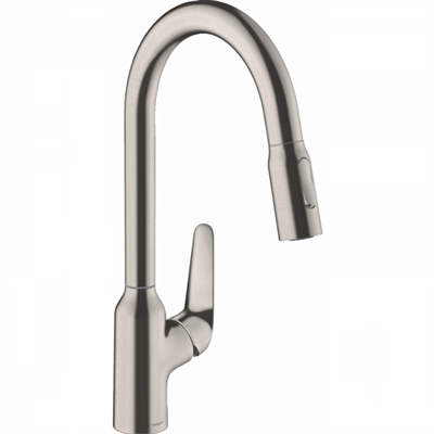 Смеситель Hansgrohe Focus M42, 71820800, для кухонной мойки, с вытяжным изливом, цвет нержавеющая сталь 71820800 - фото 242405