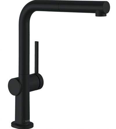 Кухонный смеситель Hansgrohe Talis M54 72809670, с вытяжным изливом, в комплекте с коробом sBox для шланга, чёрный матовый 72809670 - фото 242577