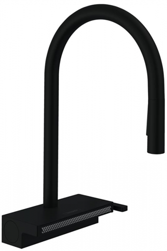 Кухонный смеситель Hansgrohe Aquno Select M81, 73831670, ComfortZone 170, с вытяжным изливом, 3 режима струи, черный матовый 73831670 - фото 244376
