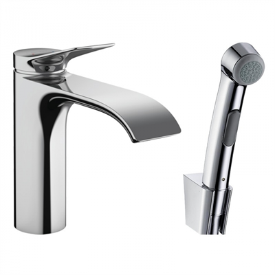 Смеситель для раковины Hansgrohe Vivenis 75210000, с гигиеническим душем и донным клапаном Push-Open, хром 75210000 - фото 245739