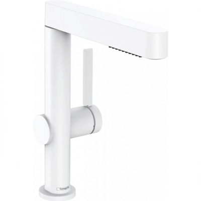 Смеситель для раковины Hansgrohe Finoris 76063700, с вытяжным изливом и донным клапаном Push-Open, белый матовый 76063700 - фото 245801