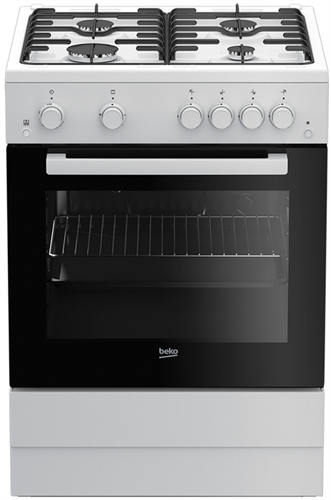 Газовая плита Beko FSGT62110GWO,  газовая духовка,  стеклянная крышка,  сталь, белый и черный [7738482121] 7738482121 - фото 246368