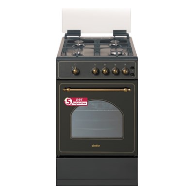 SIMFER F66GL42017 плита газовая отдельностоящая, 60х60х85 см, 4 конфорки, антрацит/бронза 8699272059988 - фото 251301