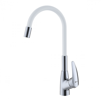 Смеситель Lemark Linara LM0415C-White для кухонной мойки, с гибким изливом, хром/белый lm0415c-white - фото 265613