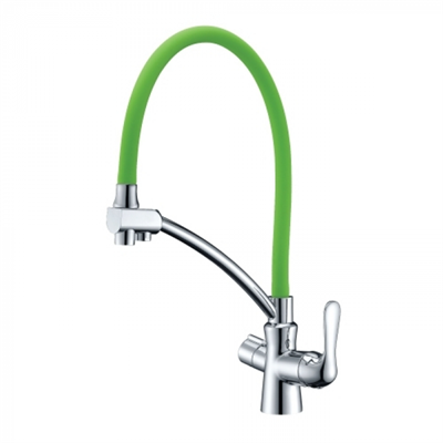 Смеситель Lemark Comfort LM3070C-Green для кухонной мойки, с подключением к фильтру, хром/зеленый lm3070c-green - фото 265731