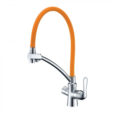 Смеситель Lemark Comfort LM3070C-Orange для кухонной мойки, с подключением к фильтру, хром/оранжевый lm3070c-orange - фото 265732