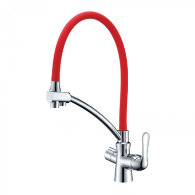 Смеситель Lemark Comfort LM3070C-Red для кухонной мойки, с подключением к фильтру, хром/красный lm3070c-red - фото 265733
