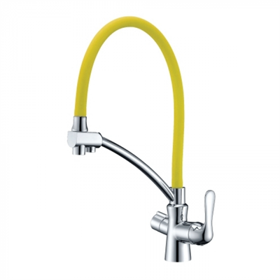 Смеситель Lemark Comfort LM3070C-Yellow для кухонной мойки, с подключением к фильтру, хром/желтый lm3070c-yellow - фото 265736