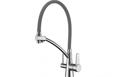 Смеситель Lemark Comfort LM3071C-Gray для кухонной мойки, с подключением к фильтру, хром/серый lm3071c-gray - фото 265737