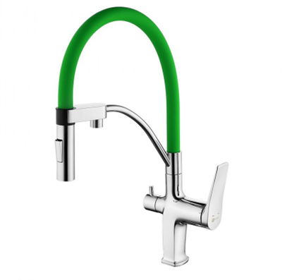 Смеситель Lemark Comfort LM3074C-Green, для кухни с подключением к фильтру с питьевой водой, хром/зеленый lm3074c-green - фото 265744
