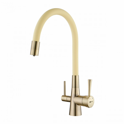Смеситель Lemark Comfort LM3075B-Beige, для кухни с подключением к фильтру с питьевой водой, бронза/бежевый lm3075b-beige - фото 265751