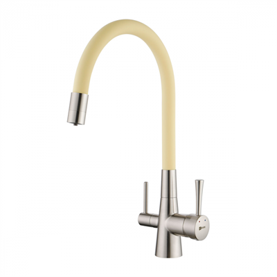 Смеситель Lemark Comfort LM3075BN-Beige, для кухни с подключением к фильтру с питьевой водой, никель/бежевый lm3075bn-beige - фото 265757