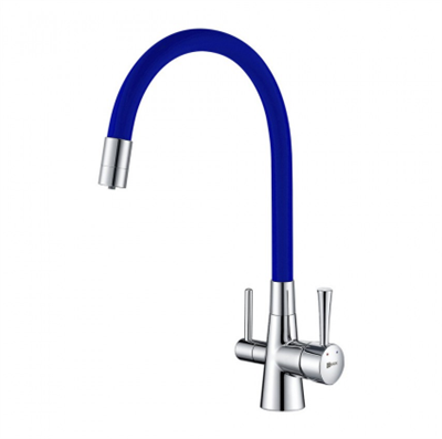 Смеситель Lemark Comfort LM3075C-Blue для кухонной мойки, с подключением к фильтру питьевой воды, хром/синий lm3075c-blue - фото 265762