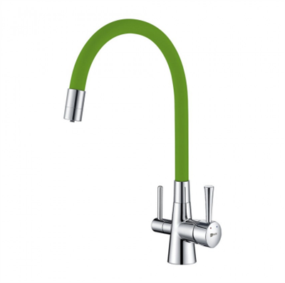 Смеситель Lemark Comfort LM3075C-Green для кухонной мойки, с подключением к фильтру питьевой воды, хром/зеленый lm3075c-green - фото 265764