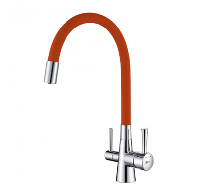 Смеситель Lemark Comfort LM3075C-Orange для кухонной мойки, с подключением к фильтру питьевой воды, хром/оранжевый lm3075c-orange - фото 265765