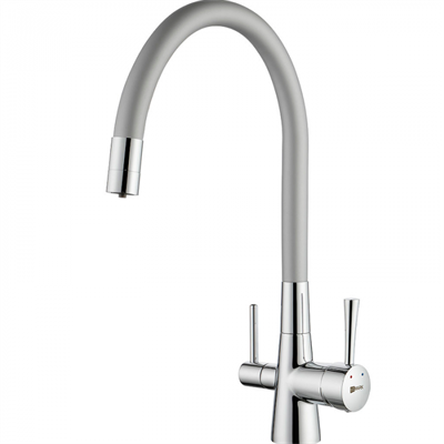 Смеситель для кухонной мойки Lemark Comfort LM3075C-Silver, подключение к фильтру с питьевой водой, с гибким изливом, хром/серебристый lm3075c-silver - фото 265767