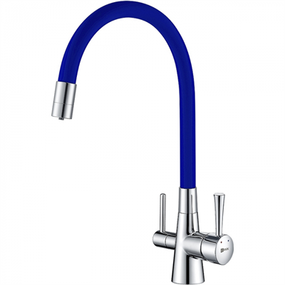 Смеситель Lemark Comfort LM3075C-SkyBlue, для кухни с подключением к фильтру с питьевой водой, хром/голубой lm3075c-skyblue - фото 265768