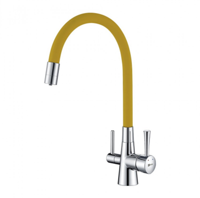 Смеситель Lemark Comfort LM3075C-Yellow для кухонной мойки, с подключением к фильтру питьевой воды, хром/желтый lm3075c-yellow - фото 265770