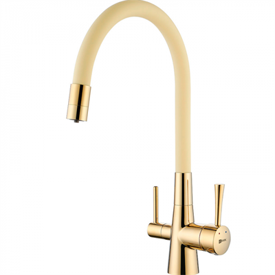 Смеситель Lemark Comfort LM3075G-Beige, для кухни с подключением к фильтру с питьевой водой, золото/бежевый lm3075g-beige - фото 265773