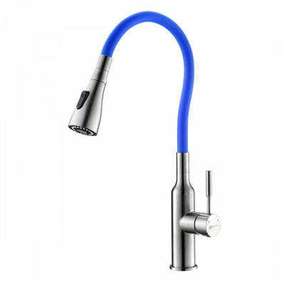 Смеситель Lemark Expert LM5082S-Blue для кухни с гибким изливом, хром/синий lm5082s-blue - фото 266109