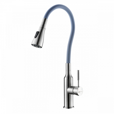 Смеситель Lemark Expert LM5082S-Gray для кухни с гибким изливом, хром/серый lm5082s-gray - фото 266110
