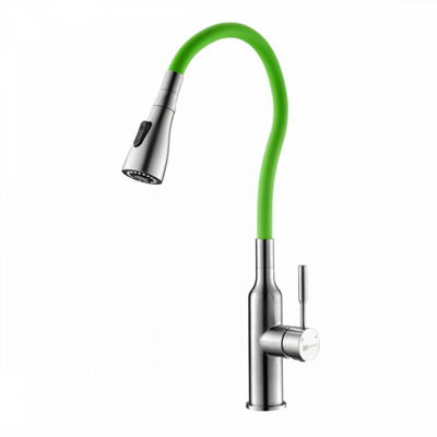 Смеситель Lemark Expert LM5082S-Green для кухни с гибким изливом, хром/зеленый lm5082s-green - фото 266111