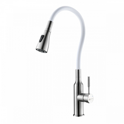 Смеситель Lemark Expert LM5082S-White для кухни с гибким изливом, хром/белый lm5082s-white - фото 266114