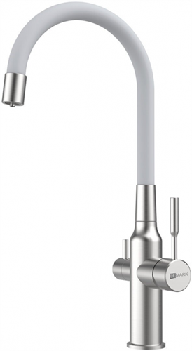 Смеситель Lemark Expert LM5083S-White, для кухни с подключением к фильтру с питьевой водой, сталь/белый lm5083s-white - фото 266117