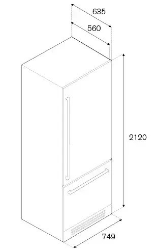 Двухкамерный холодильник встраиваемый Bertazzoni REF75PIXL ref75pixl - фото 270765