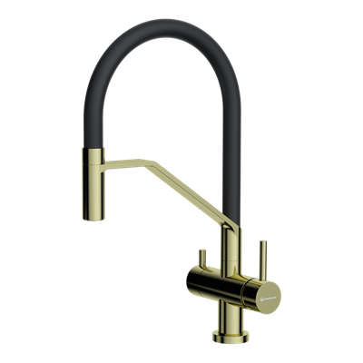 Смеситель из металла Omoikiri Akeno-LG-BL, смеситель, светлое золото/черный 4994546