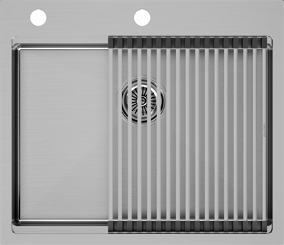 Мойка из нержавеющей стали Paulmark KRONER-PRO 59, мойка, нержавеющая брашированная сталь + PRO, ролл-мат pm705951-bs+r405-bs