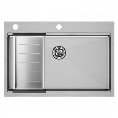 Мойка из нержавеющей стали Paulmark KRONER-PRO 75, мойка, нерж. сталь брашированная + ADVANCE, коландер, нерж. сталь браширов. pm707551-bs+a405-bs